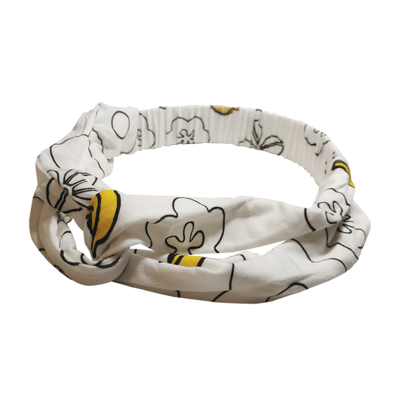 DooDooMooky - Hair Band - Mooky Flower White with Banana Yellow - Narrow