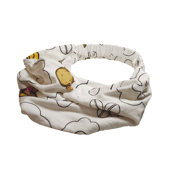 DooDooMooky - Hair Band - Mooky Flower White with Banana Yellow - Wide