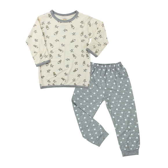 Pyjamas Set Small Star & Sheepz Yellow + Polka Dot Grey