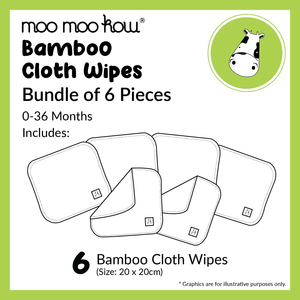 Moo Moo Kow Bamboo Cloth Wipes (Bundle of 6)