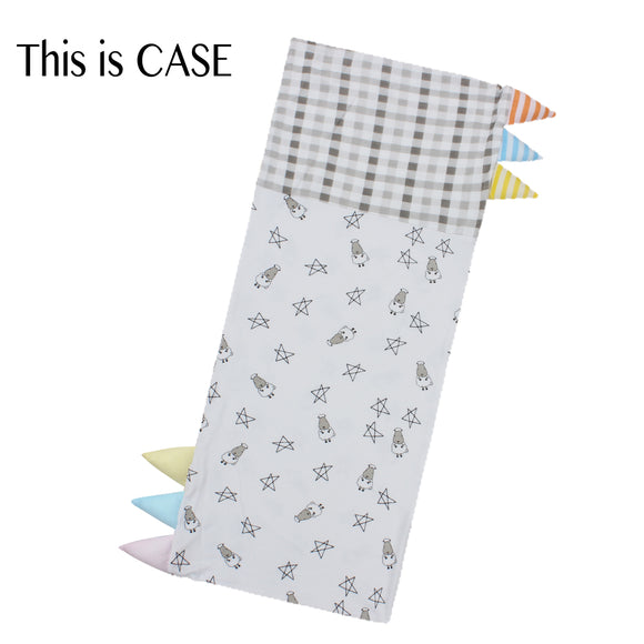 Bed-Time Buddy™ Case Small Star & Sheepz White + Checkers Grey with Color & Stripe tag - Jumbo