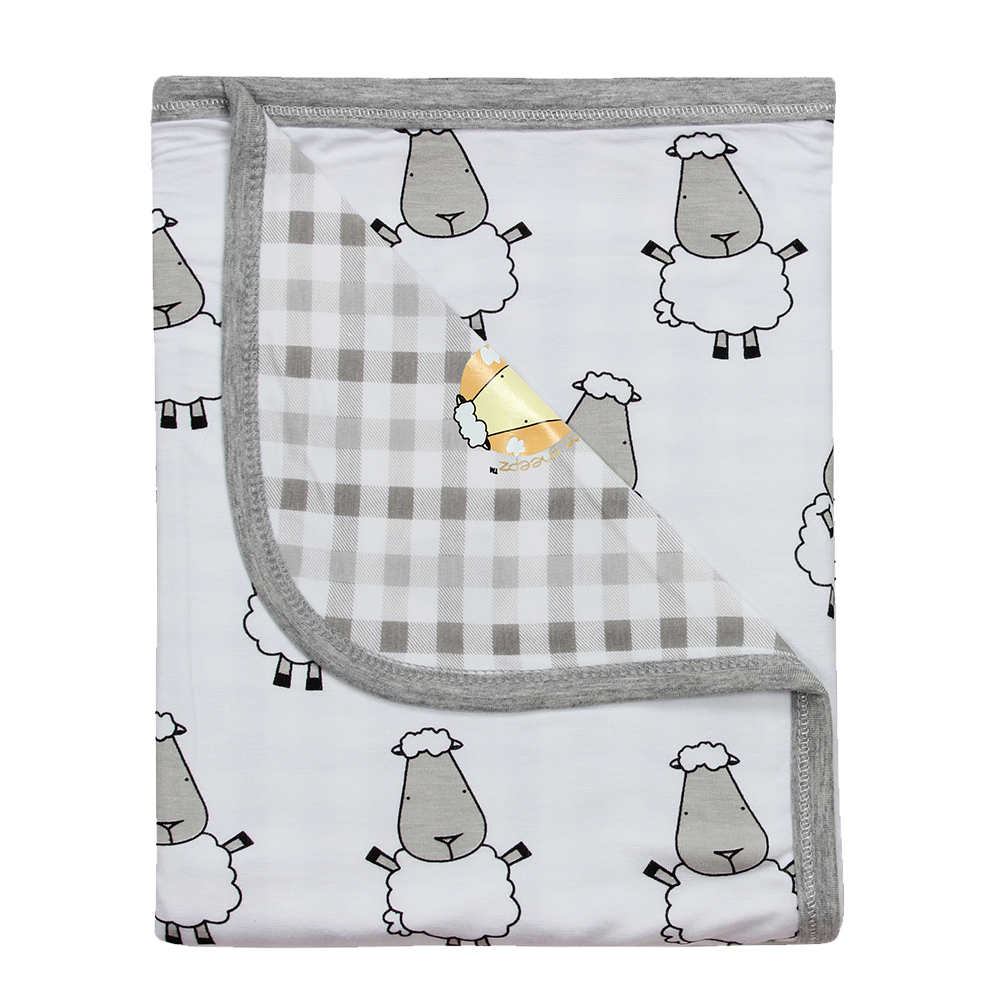 Double Layer Blanket Big Sheepz White + Checkers Grey - 36M