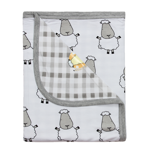 Double Layer Blanket Big Sheepz White + Checkers Grey - 36M