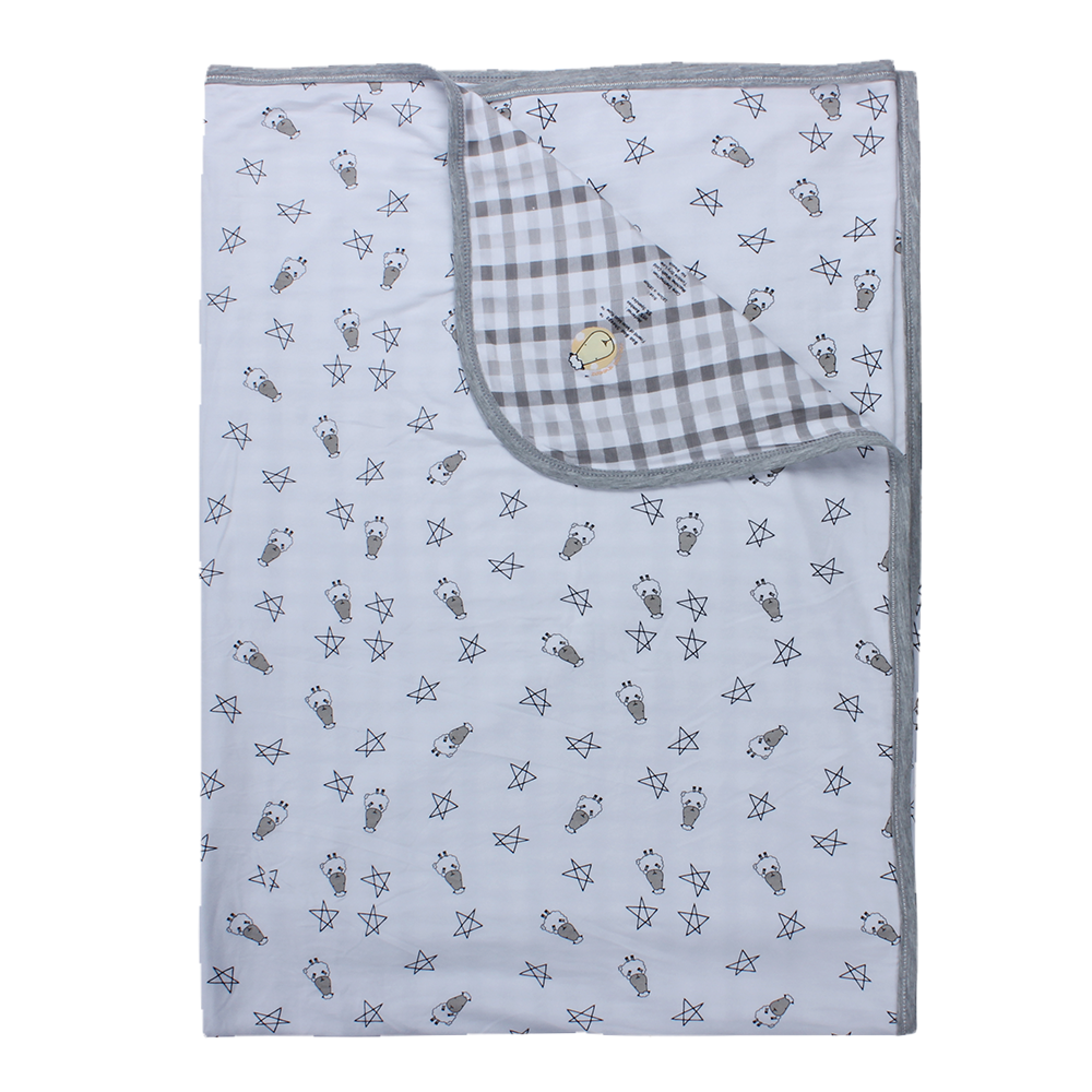 Double Layer Blanket Small Star & Sheepz White + Checkers Grey - 36M