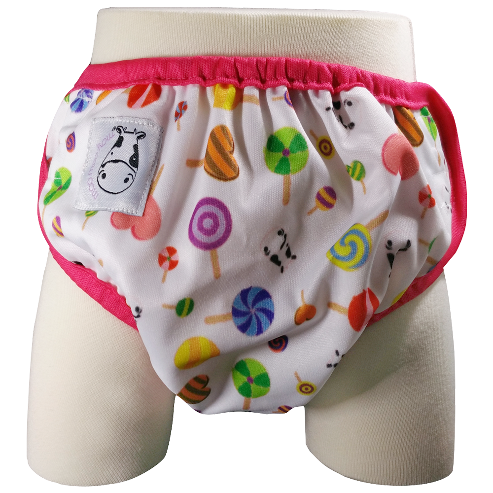 One Size Swim Diaper Lollipop with Pink Border