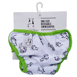 One Size Swim Diaper Moo Family with Green Border