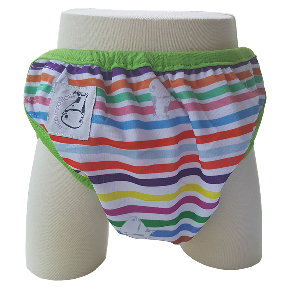 One Size Swim Diaper Rainbow with Green Border