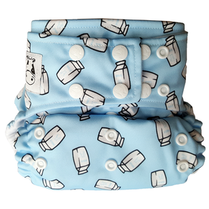 BAMBOO Cloth Diaper One Size Snap - Milk Cartons