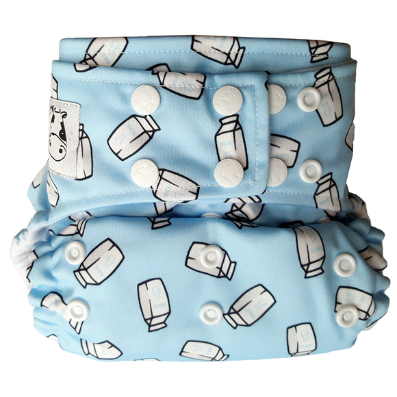 Cloth Diaper One Size Snap - Milk Cartons